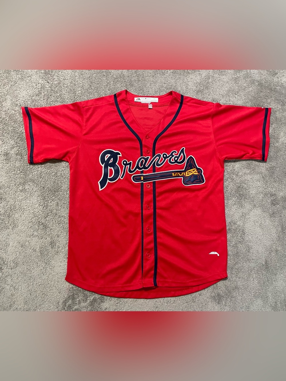 Majestic Atlanta Braves Cool Base Jersey Mens L Red #41 MLB Sewn